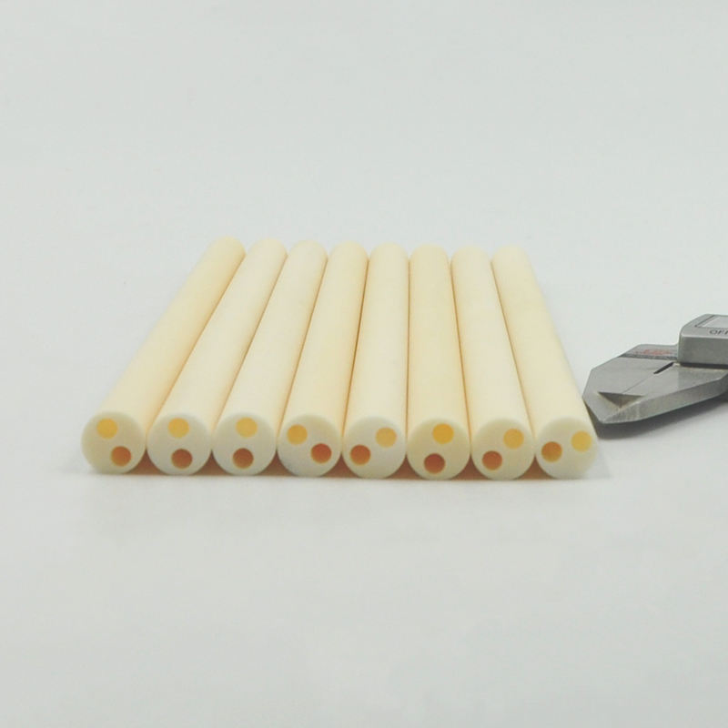 High Temperature 2 Holes Alumina Ceramic Insulating Core Ceramic Pipe Thermocouple Ceramic Tube