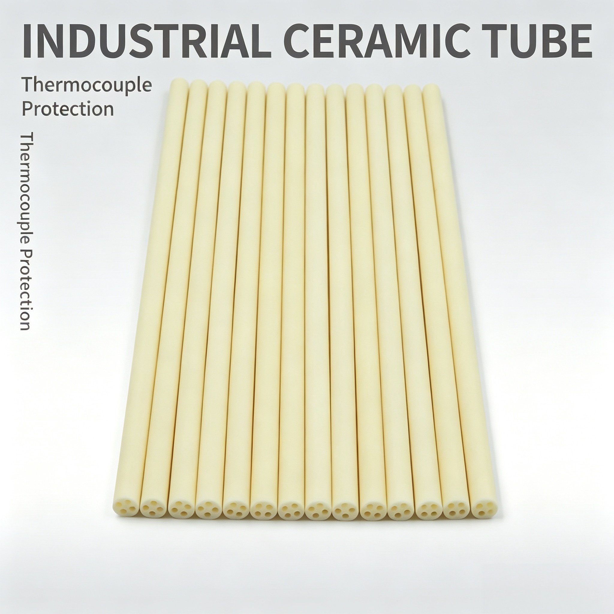 Industrial 4 Small Holes Ceramic Insulator Alumina Ceramic Tube Thermocouple Tube