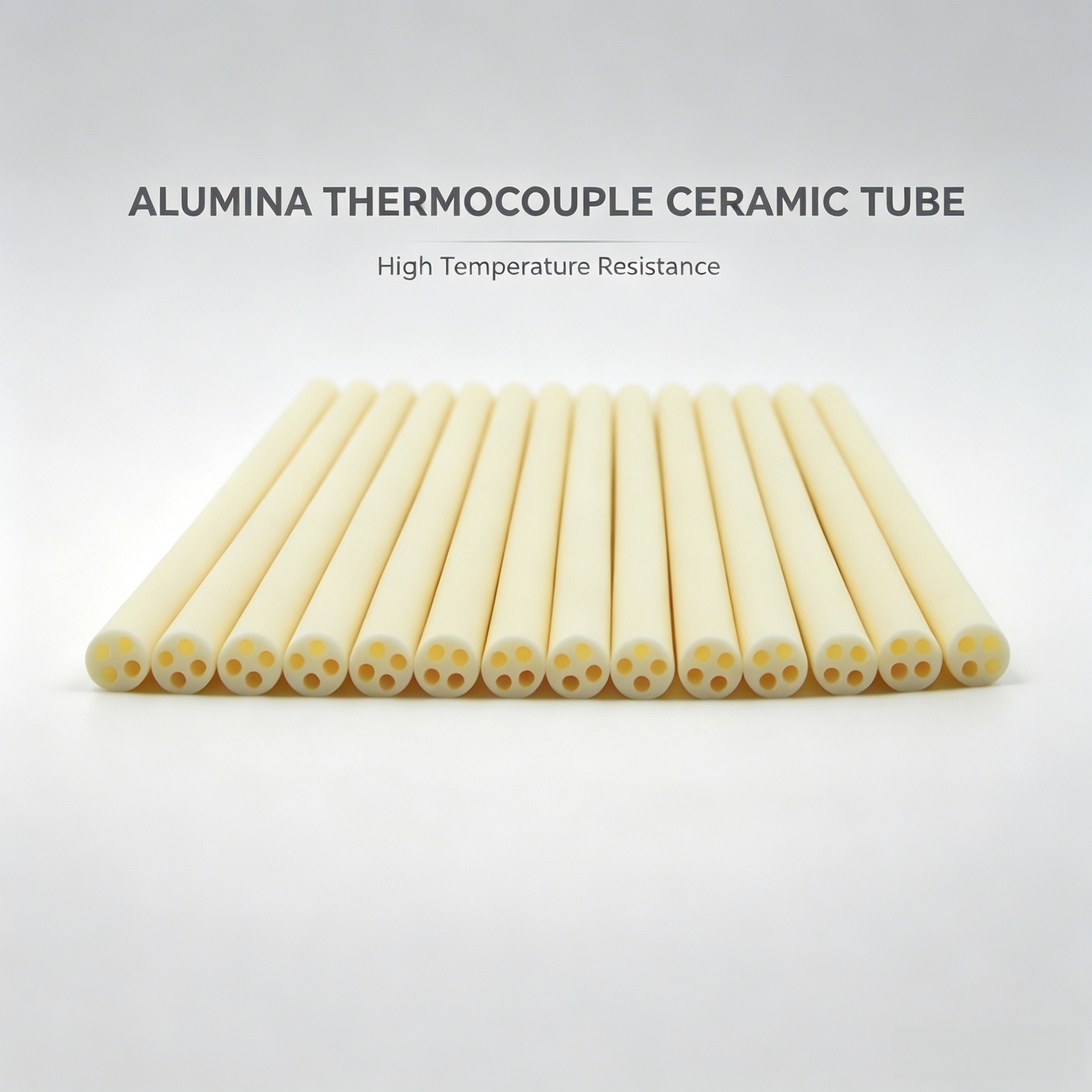 Industrial 4 Small Holes Ceramic Insulator Alumina Ceramic Tube Thermocouple Tube